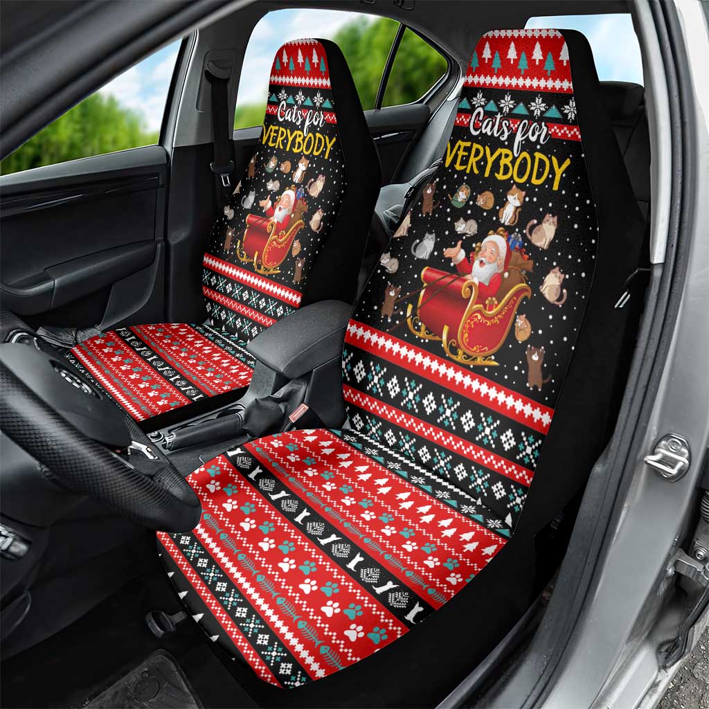 Funny Santa Car Seat Cover with Cats for Everybody Quote and Red Christmas Pattern - Wonder Print Shop