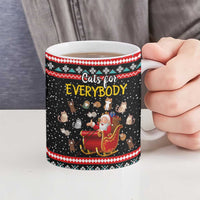 Funny Santa Ceramic Mug with Cats for Everybody Quote and Red Christmas Pattern - Wonder Print Shop