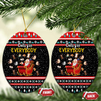 Funny Santa Ceramic Ornament with Cats for Everybody Quote and Red Christmas Pattern - Wonder Print Shop