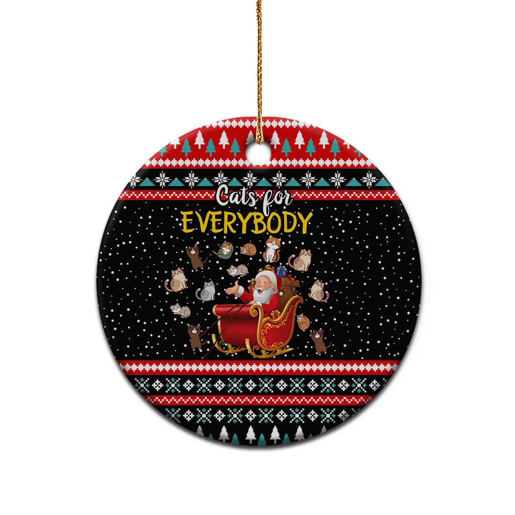 Funny Santa Ceramic Ornament with Cats for Everybody Quote and Red Christmas Pattern - Wonder Print Shop