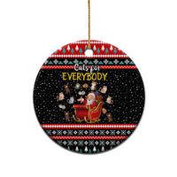 Funny Santa Ceramic Ornament with Cats for Everybody Quote and Red Christmas Pattern - Wonder Print Shop