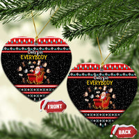 Funny Santa Ceramic Ornament with Cats for Everybody Quote and Red Christmas Pattern - Wonder Print Shop