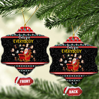 Funny Santa Ceramic Ornament with Cats for Everybody Quote and Red Christmas Pattern - Wonder Print Shop