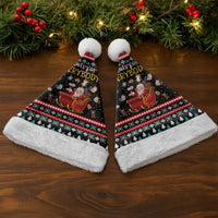 Funny Santa Christmas Santa Hat with Cats for Everybody Quote and Red Christmas Pattern - Wonder Print Shop