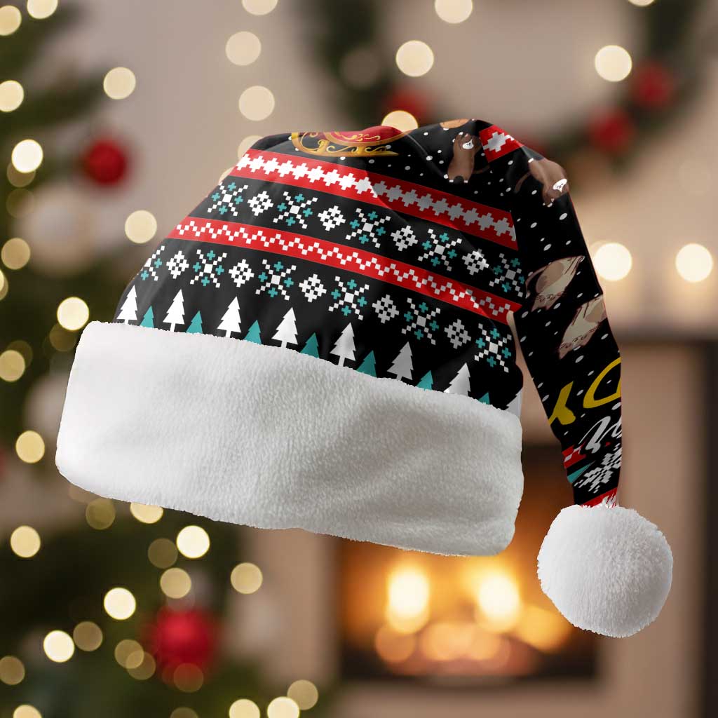 Funny Santa Christmas Santa Hat with Cats for Everybody Quote and Red Christmas Pattern - Wonder Print Shop