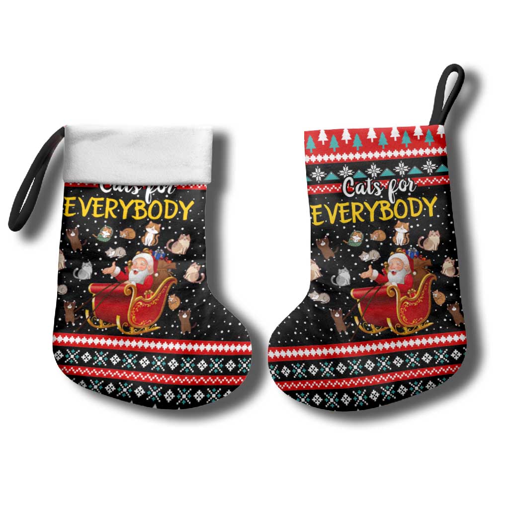 Funny Santa Christmas Stocking with Cats for Everybody Quote and Red Christmas Pattern - Wonder Print Shop