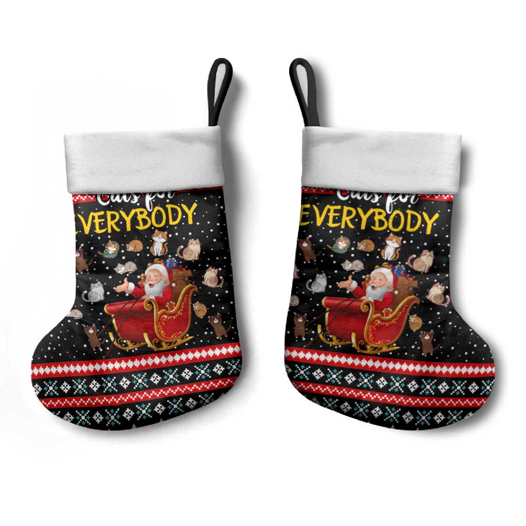 Funny Santa Christmas Stocking with Cats for Everybody Quote and Red Christmas Pattern - Wonder Print Shop