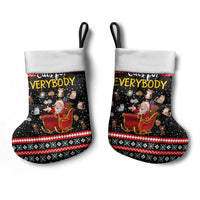 Funny Santa Christmas Stocking with Cats for Everybody Quote and Red Christmas Pattern - Wonder Print Shop