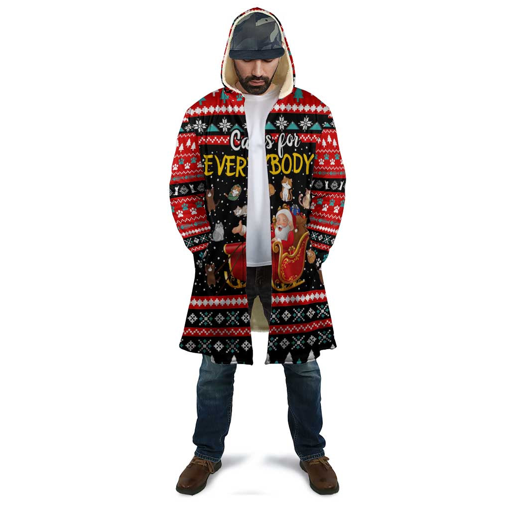 Funny Santa Cloak with Cats for Everybody Quote and Red Christmas Pattern - Wonder Print Shop