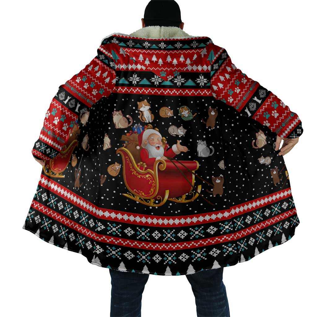 Funny Santa Cloak with Cats for Everybody Quote and Red Christmas Pattern - Wonder Print Shop