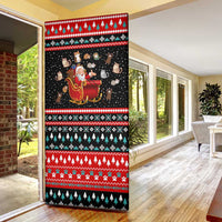 Funny Santa Door Cover with Cats for Everybody Quote and Red Christmas Pattern - Wonder Print Shop