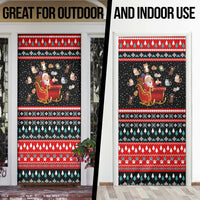 Funny Santa Door Cover with Cats for Everybody Quote and Red Christmas Pattern - Wonder Print Shop