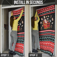 Funny Santa Door Cover with Cats for Everybody Quote and Red Christmas Pattern - Wonder Print Shop