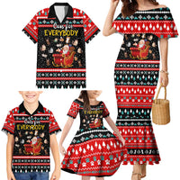 Funny Santa Family Matching Mermaid Dress and Hawaiian Shirt with Cats for Everybody Quote and Red Christmas Pattern - Wonder Print Shop