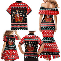 Funny Santa Family Matching Mermaid Dress and Hawaiian Shirt with Cats for Everybody Quote and Red Christmas Pattern - Wonder Print Shop