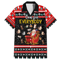 Funny Santa Family Matching Off The Shoulder Long Sleeve Dress and Hawaiian Shirt with Cats for Everybody Quote and Red Christmas Pattern - Wonder Print Shop