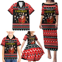 Funny Santa Family Matching Puletasi and Hawaiian Shirt with Cats for Everybody Quote and Red Christmas Pattern - Wonder Print Shop