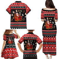 Funny Santa Family Matching Puletasi and Hawaiian Shirt with Cats for Everybody Quote and Red Christmas Pattern - Wonder Print Shop