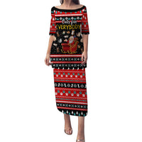 Funny Santa Family Matching Puletasi and Hawaiian Shirt with Cats for Everybody Quote and Red Christmas Pattern - Wonder Print Shop