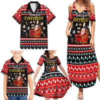 Funny Santa Family Matching Summer Maxi Dress and Hawaiian Shirt with Cats for Everybody Quote and Red Christmas Pattern - Wonder Print Shop
