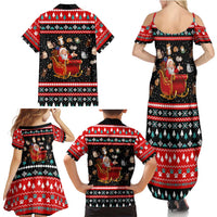 Funny Santa Family Matching Summer Maxi Dress and Hawaiian Shirt with Cats for Everybody Quote and Red Christmas Pattern - Wonder Print Shop