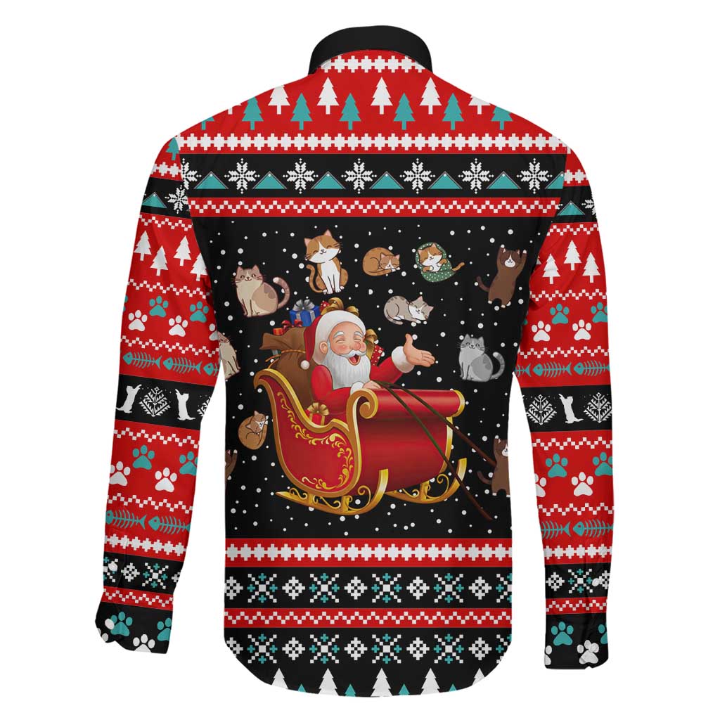Funny Santa Family Matching Summer Maxi Dress and Hawaiian Shirt with Cats for Everybody Quote and Red Christmas Pattern - Wonder Print Shop