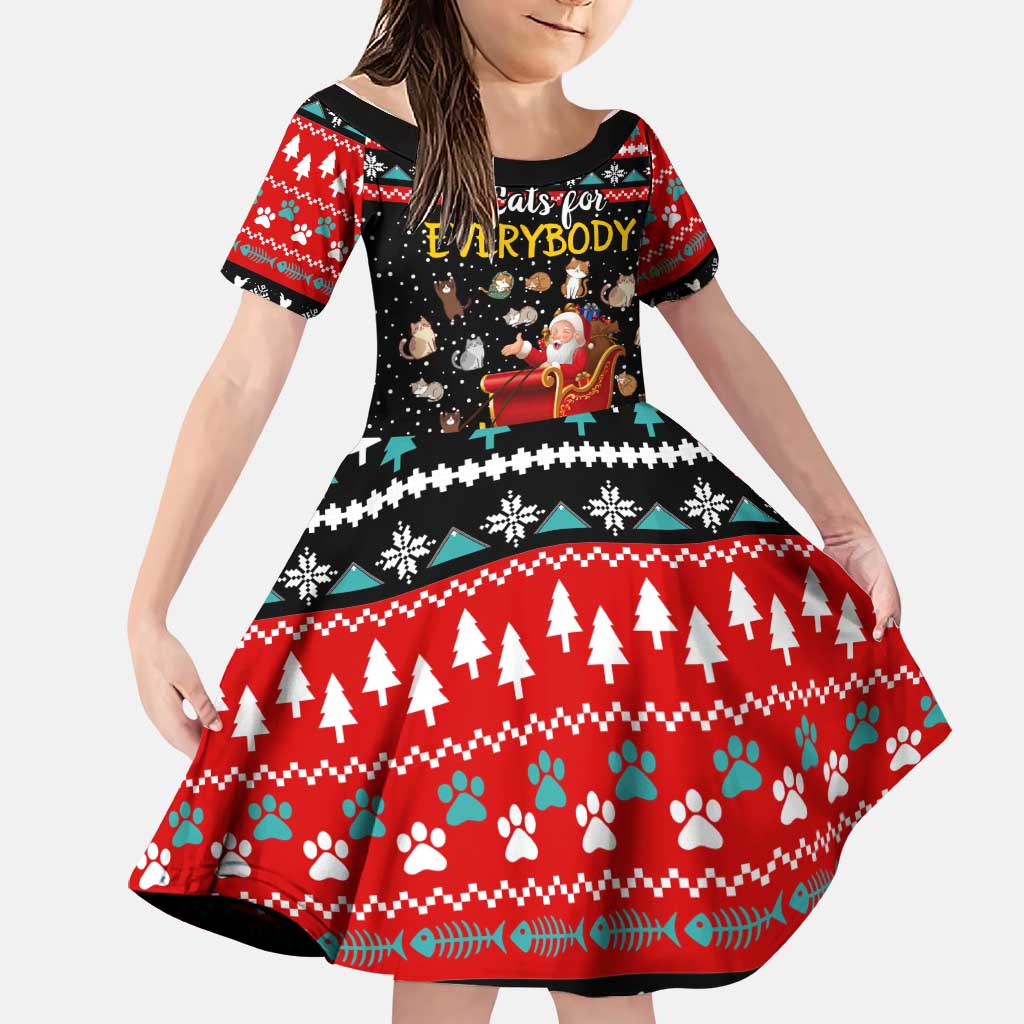 Funny Santa Family Matching Tank Maxi Dress and Hawaiian Shirt with Cats for Everybody Quote and Red Christmas Pattern - Wonder Print Shop