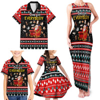 Funny Santa Family Matching Tank Maxi Dress and Hawaiian Shirt with Cats for Everybody Quote and Red Christmas Pattern - Wonder Print Shop
