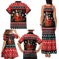 Funny Santa Family Matching Tank Maxi Dress and Hawaiian Shirt with Cats for Everybody Quote and Red Christmas Pattern - Wonder Print Shop