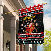 Funny Santa Garden Flag with Cats for Everybody Quote and Red Christmas Pattern - Wonder Print Shop