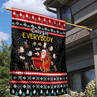 Funny Santa Garden Flag with Cats for Everybody Quote and Red Christmas Pattern - Wonder Print Shop