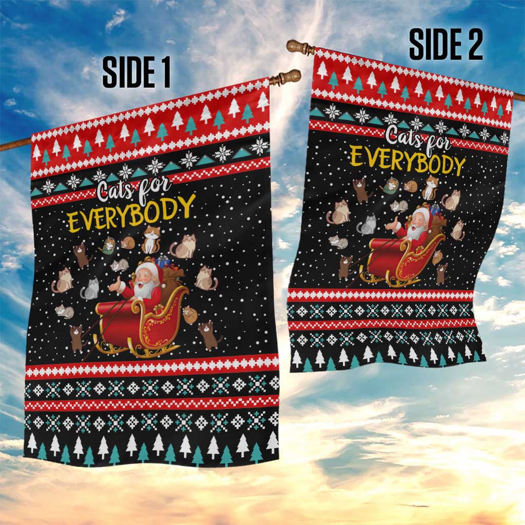 Funny Santa Garden Flag with Cats for Everybody Quote and Red Christmas Pattern - Wonder Print Shop