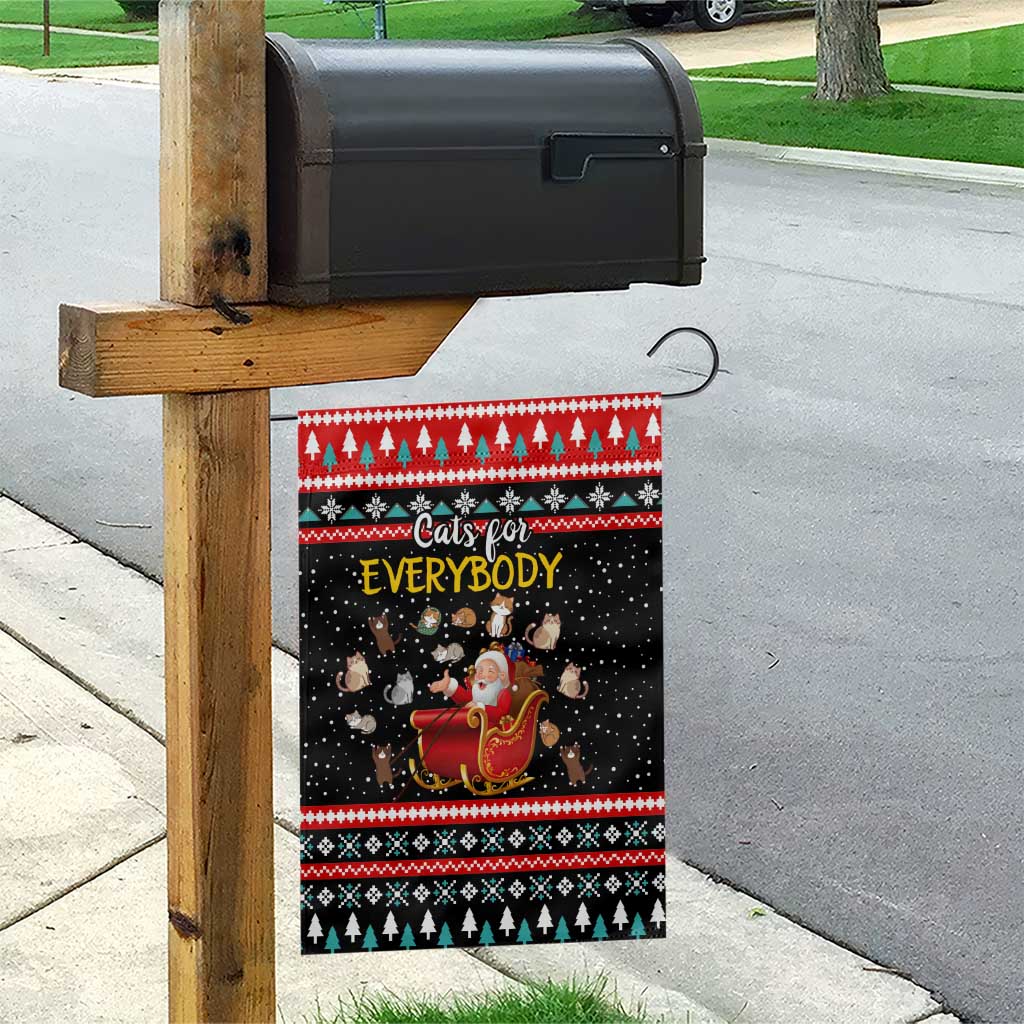 Funny Santa Garden Flag with Cats for Everybody Quote and Red Christmas Pattern - Wonder Print Shop