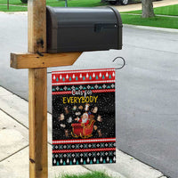 Funny Santa Garden Flag with Cats for Everybody Quote and Red Christmas Pattern - Wonder Print Shop