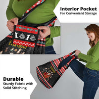 Funny Santa Grocery Bag with Cats for Everybody Quote and Red Christmas Pattern - Wonder Print Shop