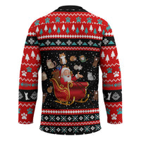 Funny Santa Hockey Jersey with Cats for Everybody Quote and Red Christmas Pattern - Wonder Print Shop