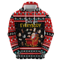 Funny Santa Hoodie with Cats for Everybody Quote and Red Christmas Pattern - Wonder Print Shop