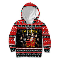 Funny Santa Kid Hoodie with Cats for Everybody Quote and Red Christmas Pattern - Wonder Print Shop