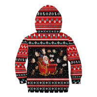Funny Santa Kid Hoodie with Cats for Everybody Quote and Red Christmas Pattern - Wonder Print Shop