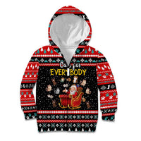 Funny Santa Kid Hoodie with Cats for Everybody Quote and Red Christmas Pattern - Wonder Print Shop