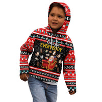 Funny Santa Kid Hoodie with Cats for Everybody Quote and Red Christmas Pattern - Wonder Print Shop