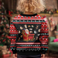 Funny Santa Kid Ugly Christmas Sweater with Cats for Everybody Quote and Red Christmas Pattern - Wonder Print Shop