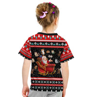 Funny Santa Kid T Shirt with Cats for Everybody Quote and Red Christmas Pattern - Wonder Print Shop