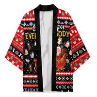 Funny Santa Kimono with Cats for Everybody Quote and Red Christmas Pattern - Wonder Print Shop