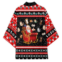 Funny Santa Kimono with Cats for Everybody Quote and Red Christmas Pattern - Wonder Print Shop