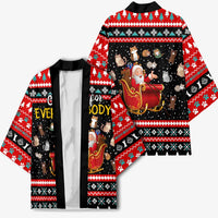 Funny Santa Kimono with Cats for Everybody Quote and Red Christmas Pattern - Wonder Print Shop