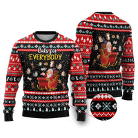 Funny Santa Ugly Christmas Sweater with Cats for Everybody Quote and Red Christmas Pattern - Wonder Print Shop