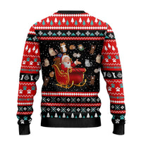 Funny Santa Ugly Christmas Sweater with Cats for Everybody Quote and Red Christmas Pattern - Wonder Print Shop