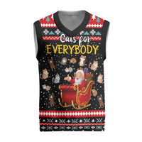 Funny Santa Christmas Knitted V-Neck Vest with Cats for Everybody Quote and Red Christmas Pattern - Wonder Print Shop