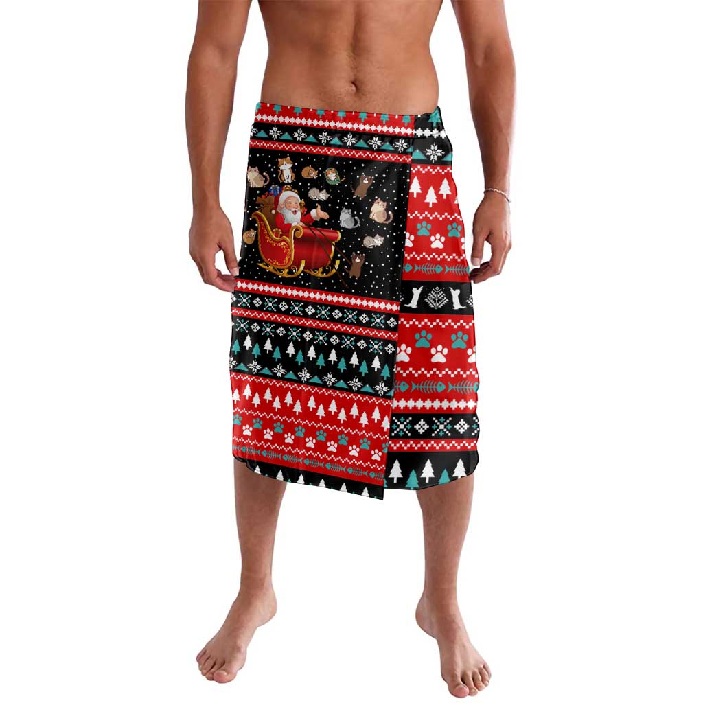 Funny Santa Lavalava with Cats for Everybody Quote and Red Christmas Pattern - Wonder Print Shop
